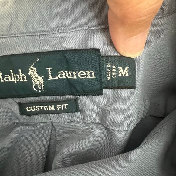 Ralph Lauren Shirt Men’s Medium Custom Fit Button Down Long Sleeve Silk Blend - Picture 6 of 6